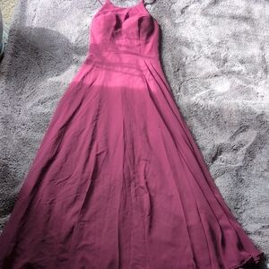 Burgundy A-Line Maxi Dress
